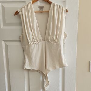 H&M Cream Plunging V-Neck Bodysuit